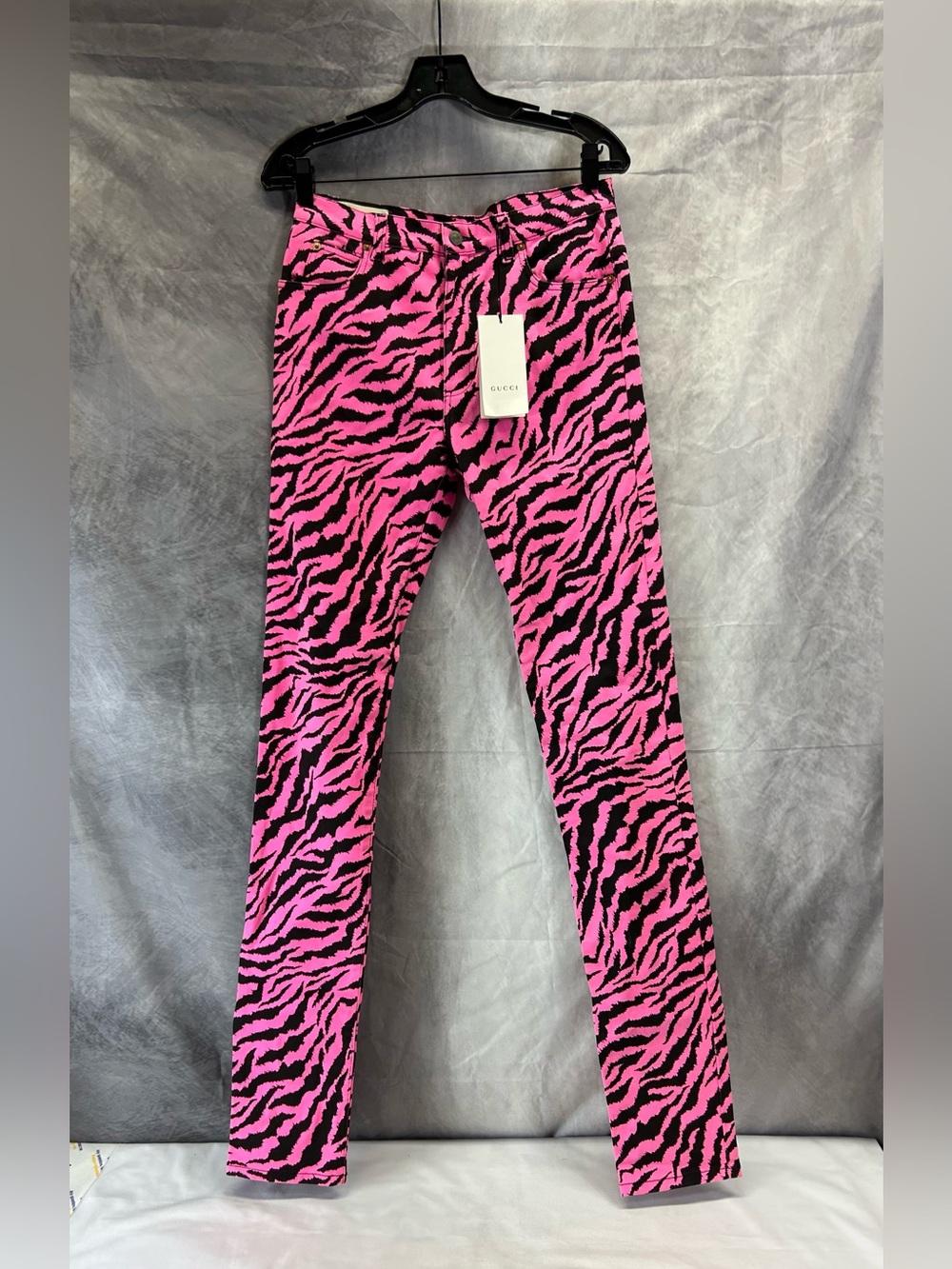 Gucci Pink and Black Zebra Skinny Jeans